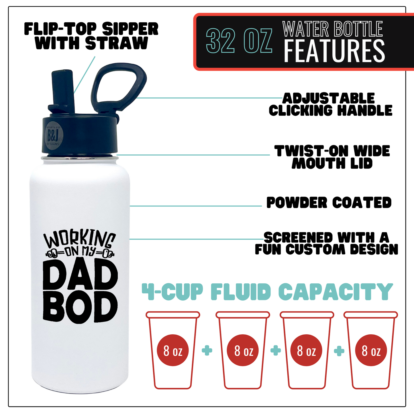 Working on my Dad Bod 32 oz White Water Bottle for Dads
