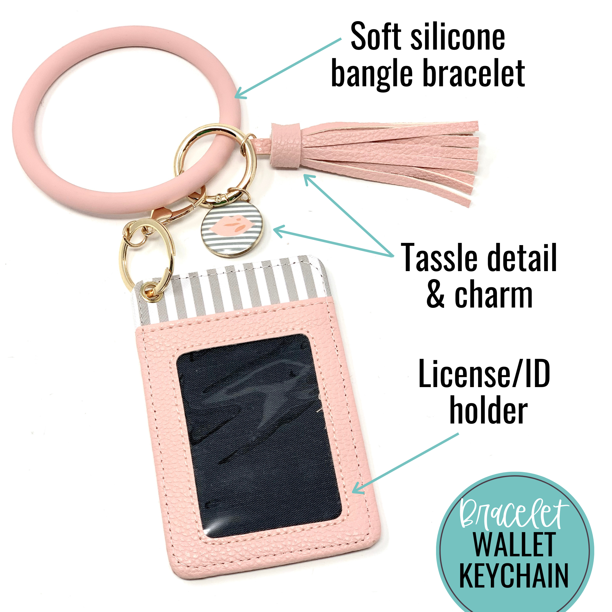 Silicone Tassel Beaded Bangle Wristlet Keychain Bracelet With Card Hol –  ZIPQIK