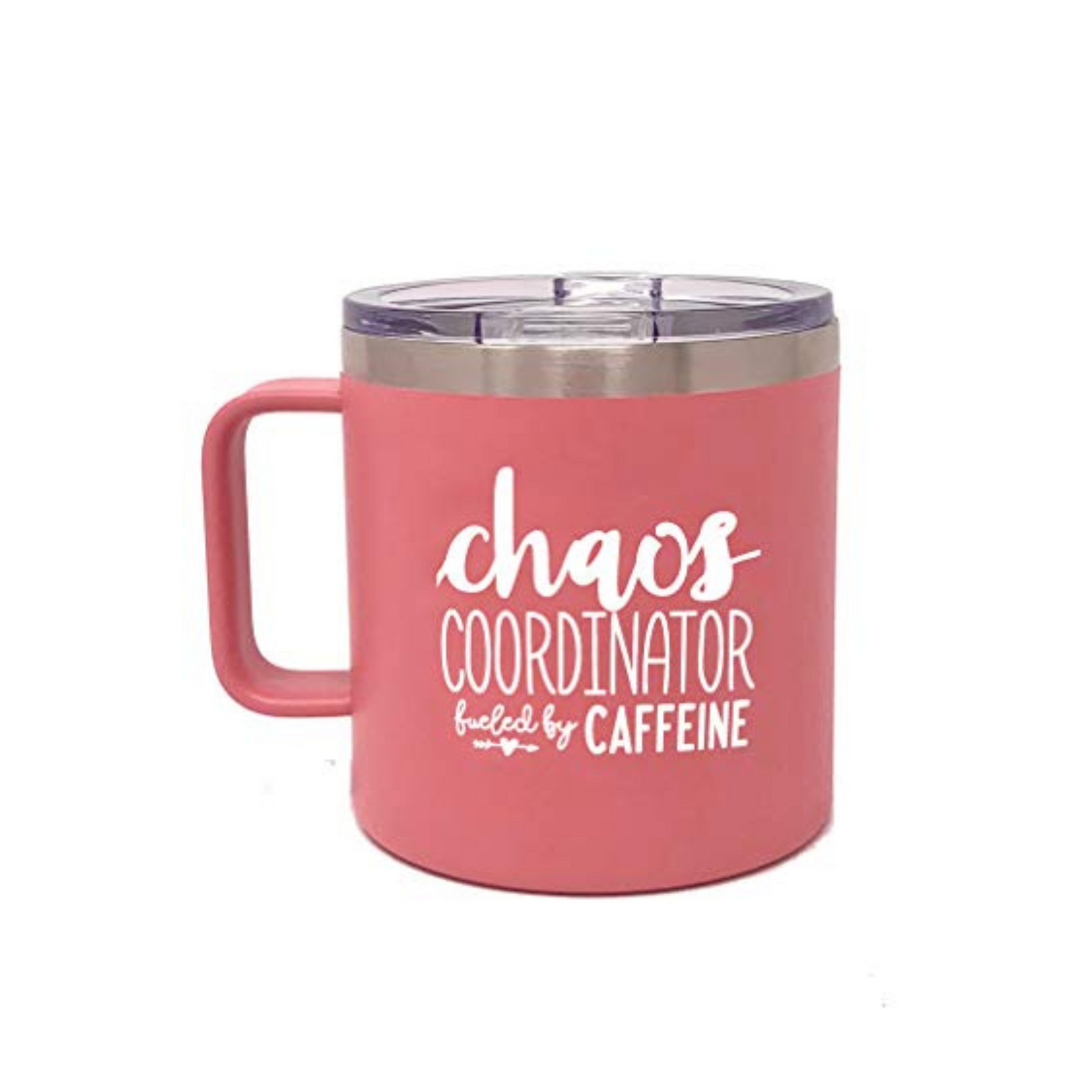 Chaos Coordinator Fueled By Caffeine 14 oz Coral Camper Tumbler for Bosses