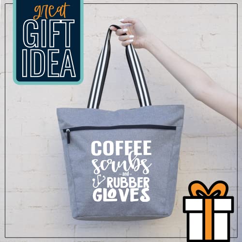 Coffee Scrubs and Rubber Gloves Gray Lexie Tote Bag for Medical Workers