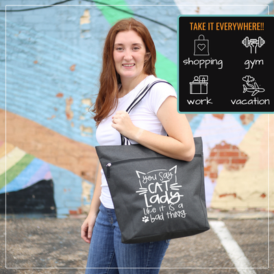 Crazy Cat Lady Lexie Black Tote Bag for Cat Lovers