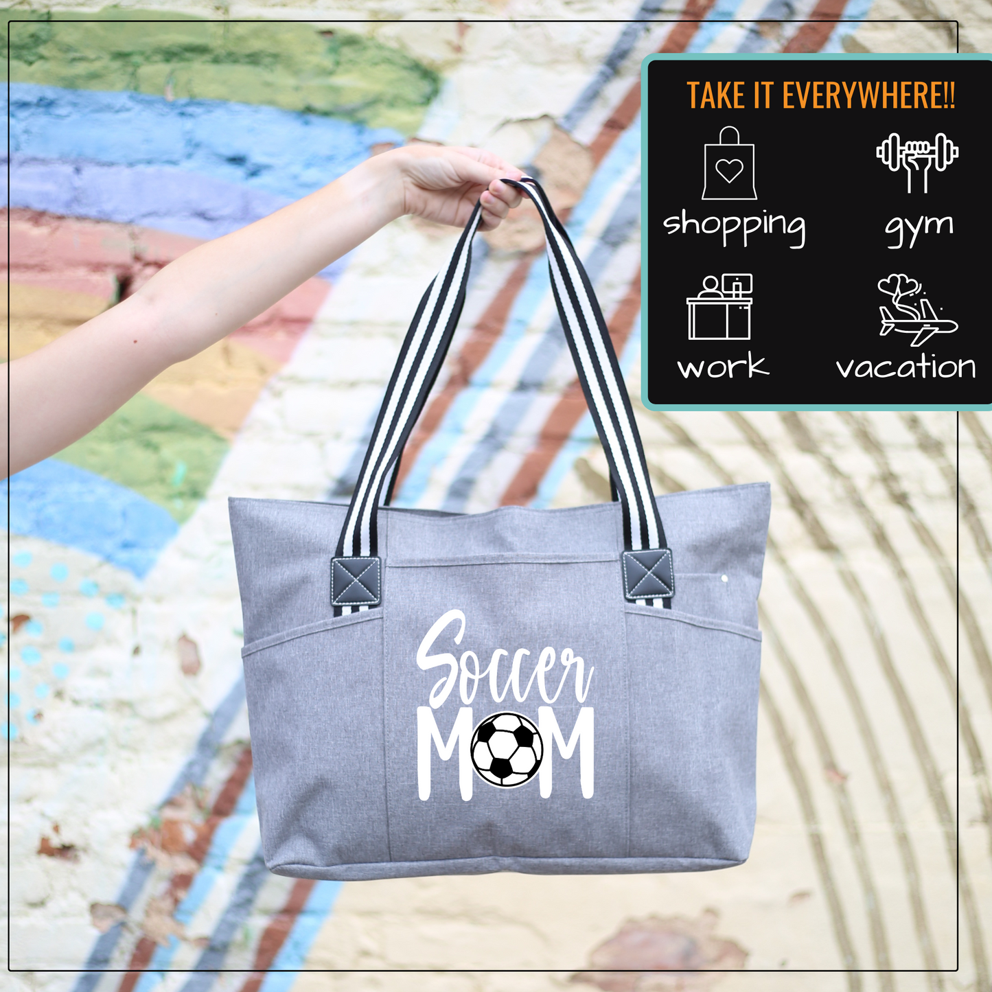 Soccer Mom Gray Tessa Tote Bag