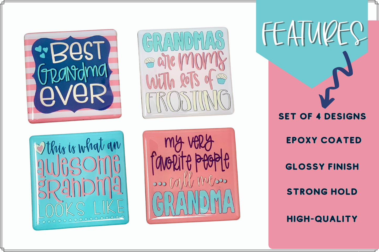 Grandma Love 4-Pack Refrigerator Magnet Gift Set