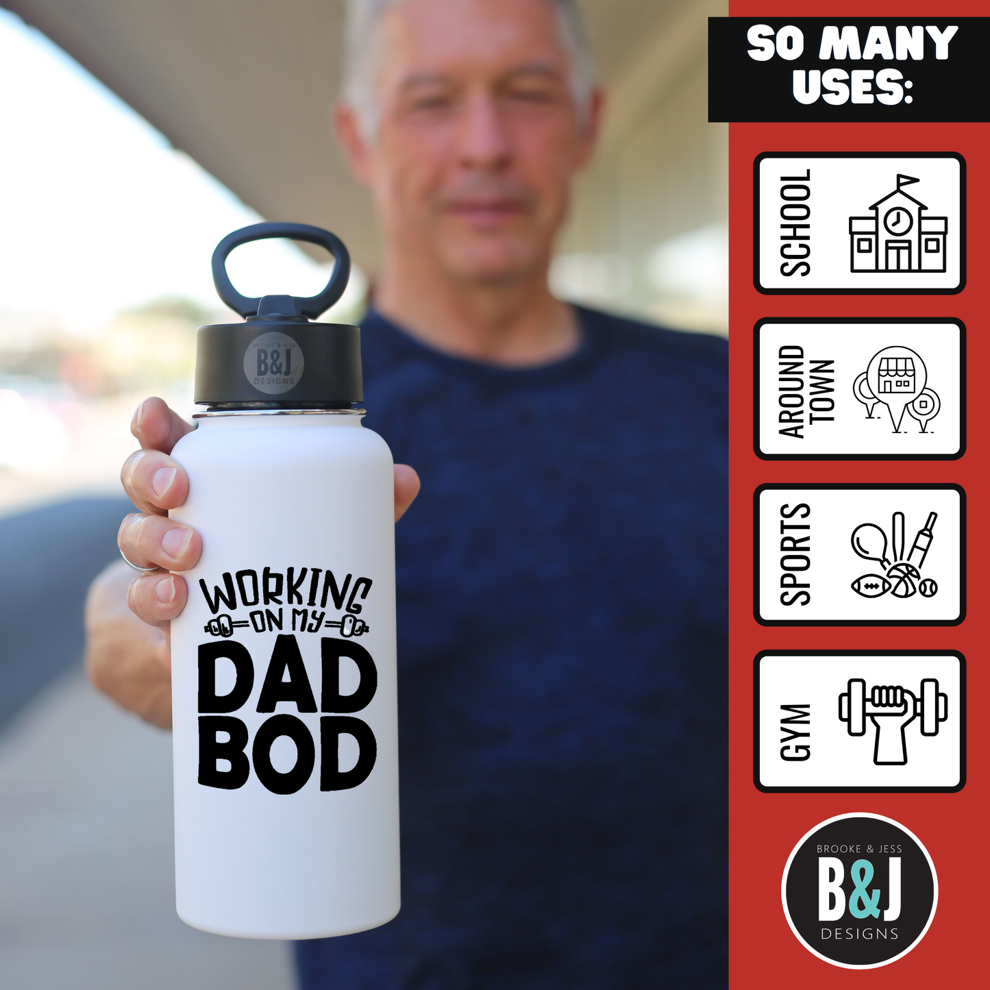 Working on my Dad Bod 32 oz White Water Bottle for Dads