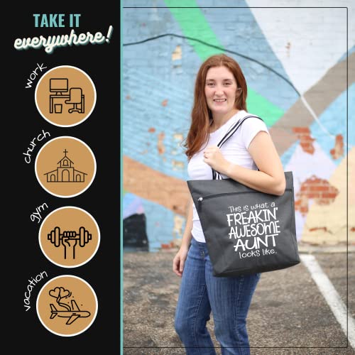 Freakin' Awesome Aunt Lexie Black Tote Bag for Aunts