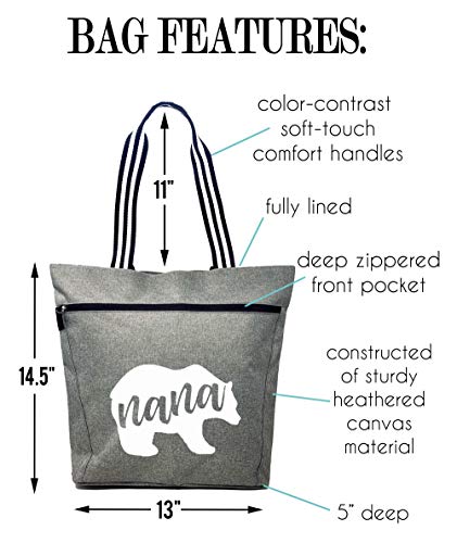 Nana Bear Lexie Gray Tote Bag for Grandmothers