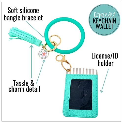 Best Aunt Ever Teal Silicone Bracelet Keychain Wallet for Sister