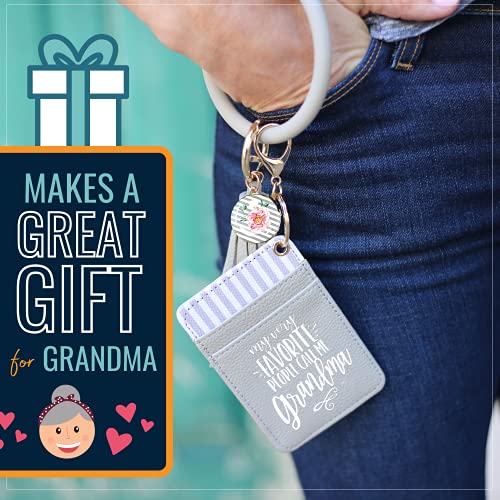 My Favorite People Gray Silicone Bracelet Keychain Wallet for Grandmothers
