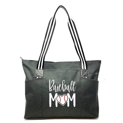 Baseball Mom Tessa Black Tote Bag for Moms