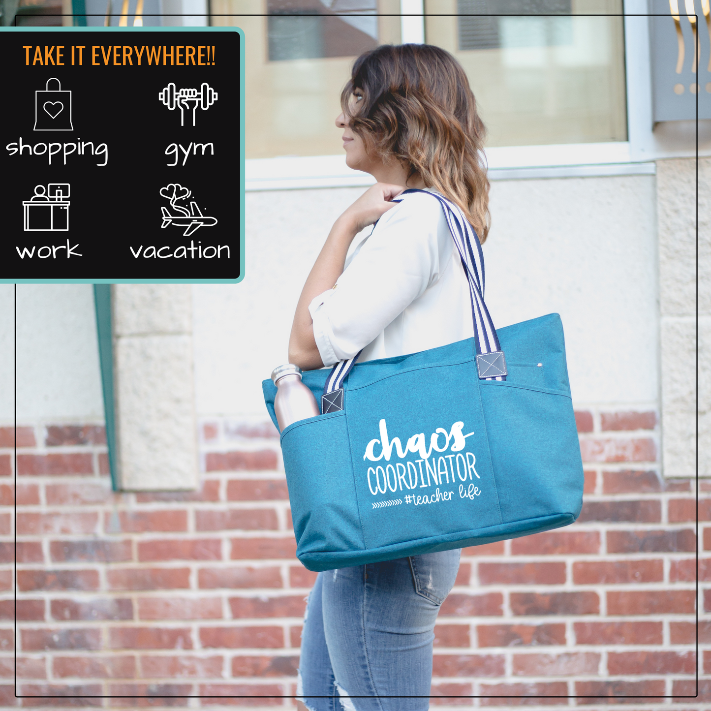 Chaos Coordinator #Teacher Life Tessa Teal Tote Bag for Teachers