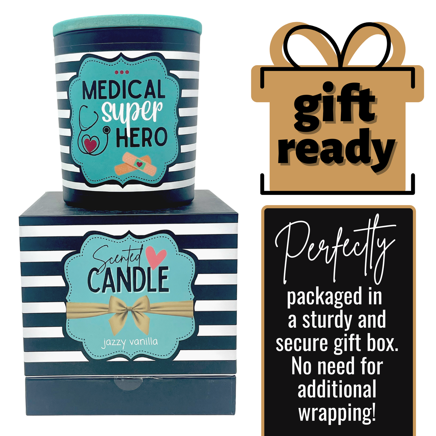 Medical Superhero 8 oz Jasmine and Vanilla Scented Candle