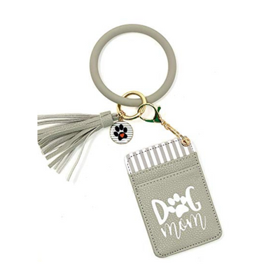 Dog Mom Gray Silicone Bracelet Keychain Wallet for Dog Lovers