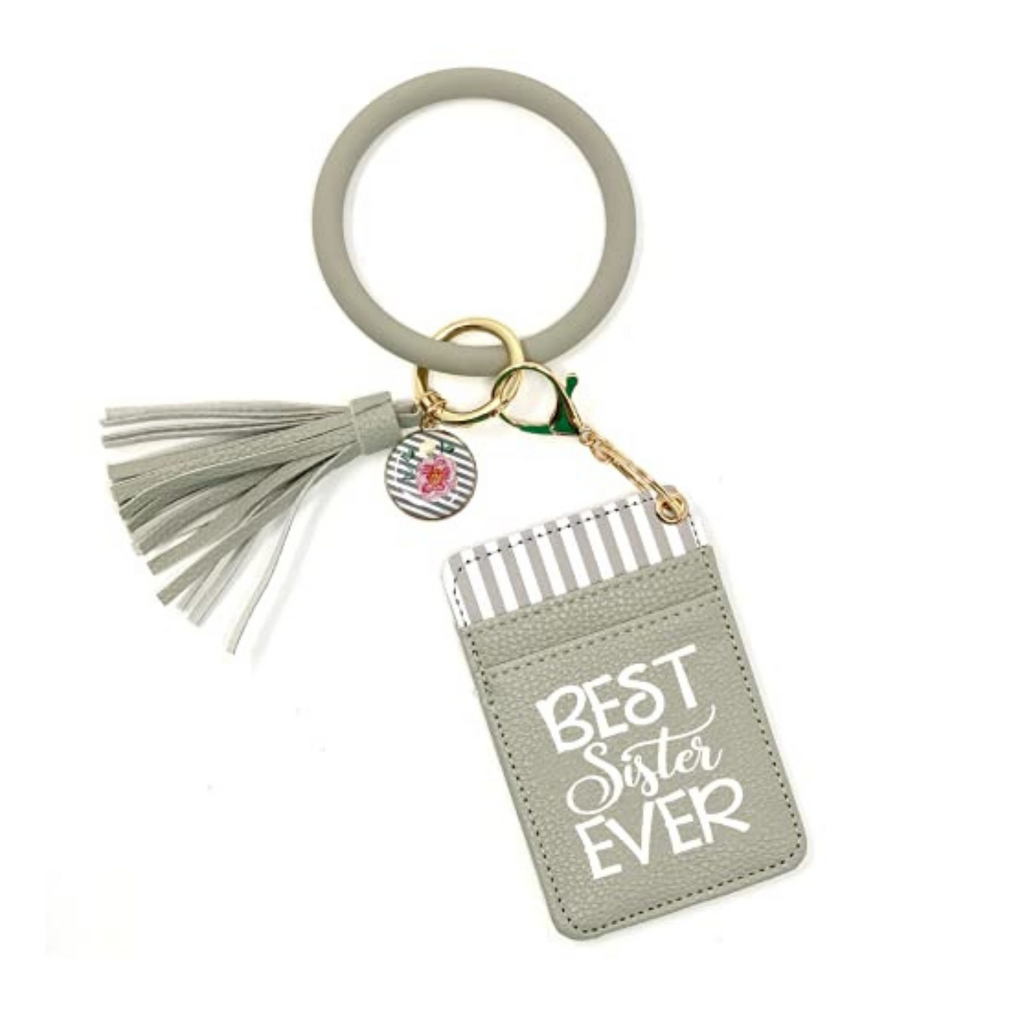 Best Sister Ever Gray Silicone Bracelet Keychain Wallet for Sister