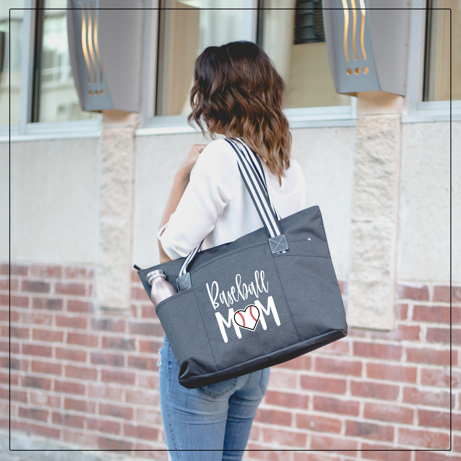 Baseball Mom Tessa Black Tote Bag for Moms