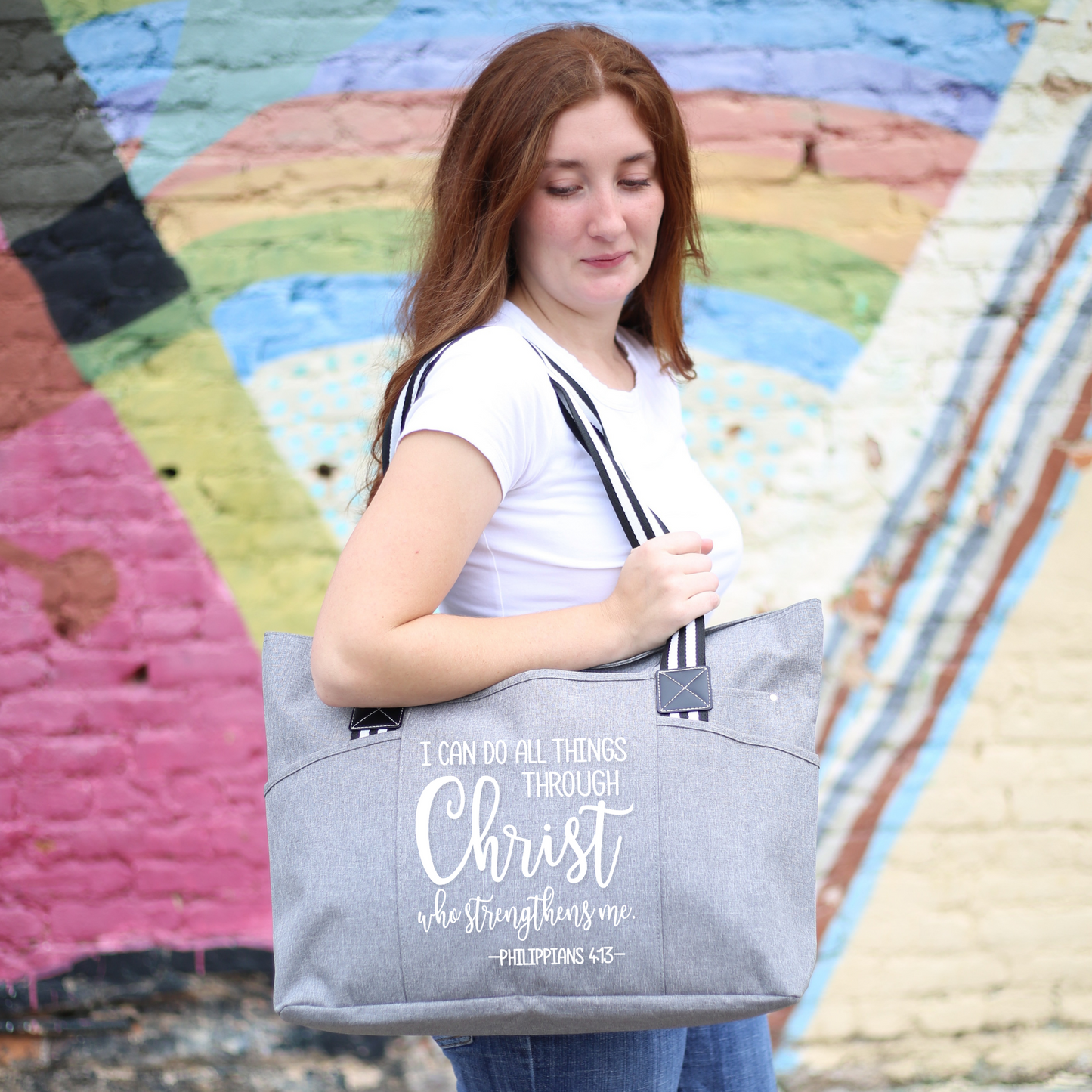 Through Christ All Things Are Possible Tessa Gray Tote Bag