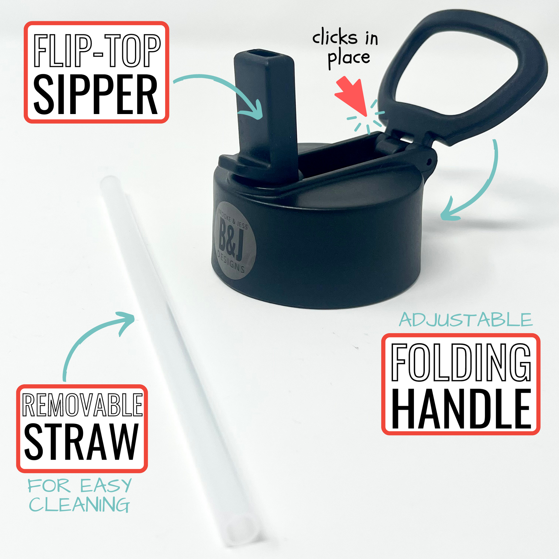 Dreamfocus Handle Flip Straw Lid Replacement for