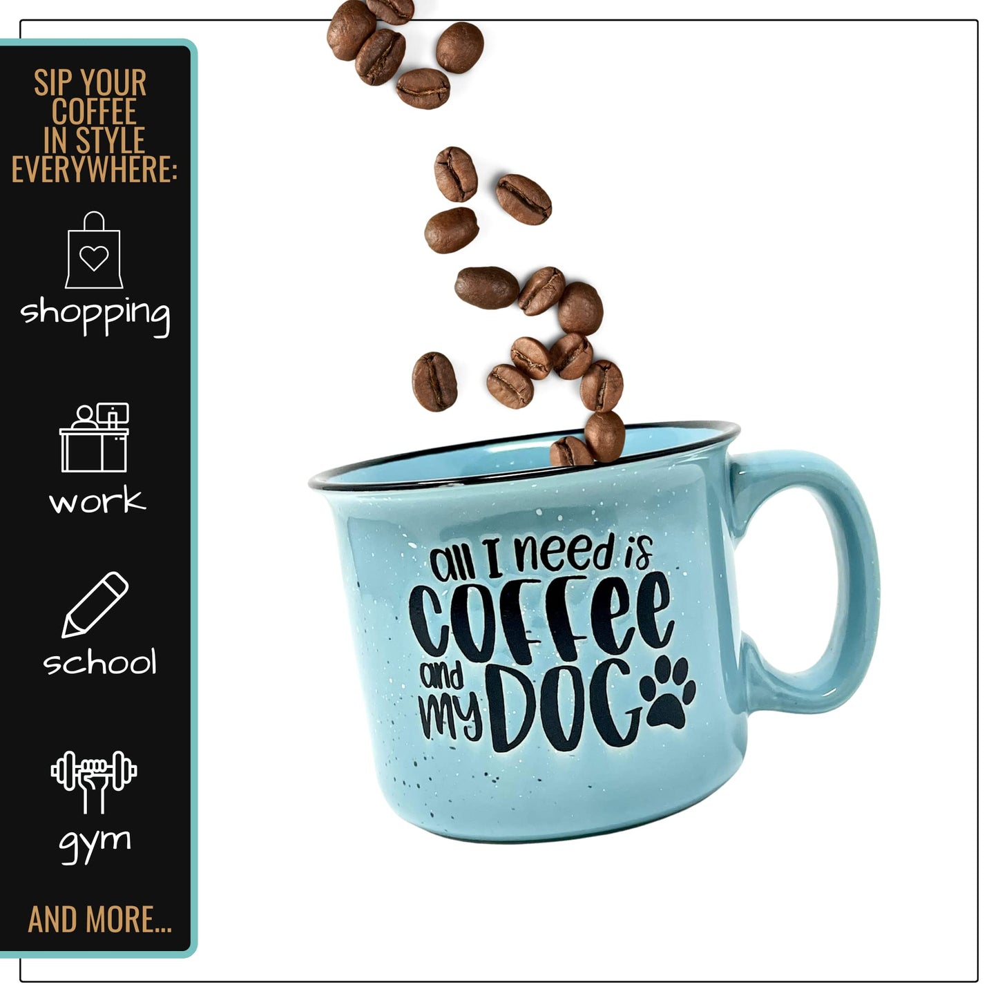 All I Need is Coffee and my Dog Teal Ceramic Mug