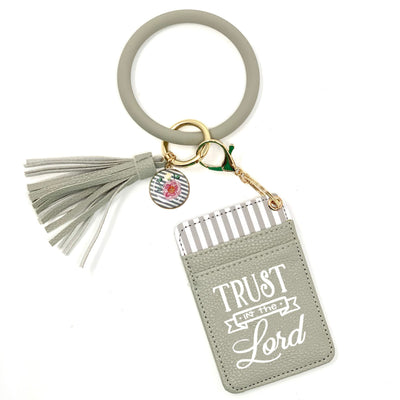 Trust in the Lord Gray Silicone Bracelet Keychain Wallet