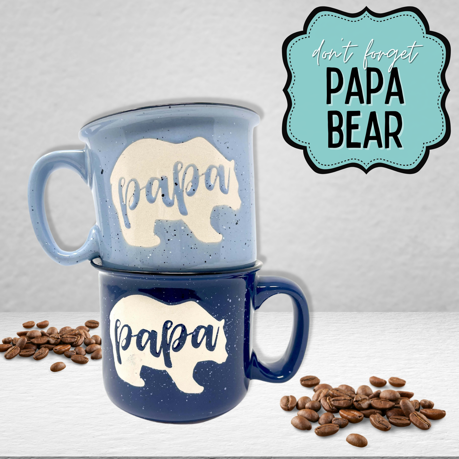 Coffee Mug By Tag Mama Bear And Papa Bear Pink Blue 14 Oz Set Of 2
