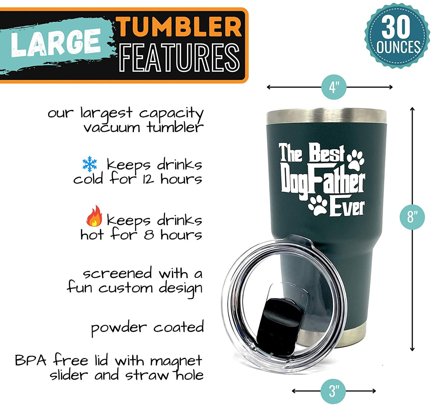 The DogFather Pewter 30 oz Tumbler