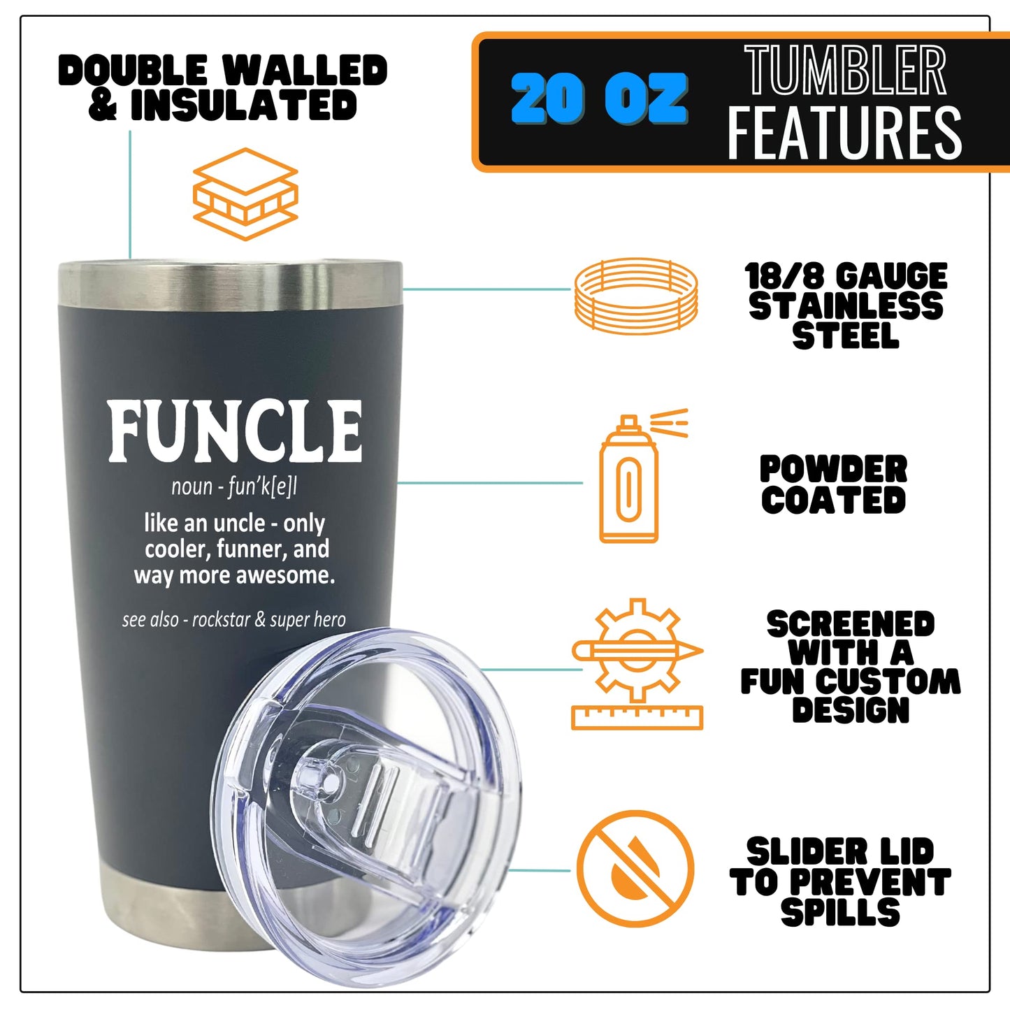 Funcle 20 oz Pewter  Tumbler for Uncles