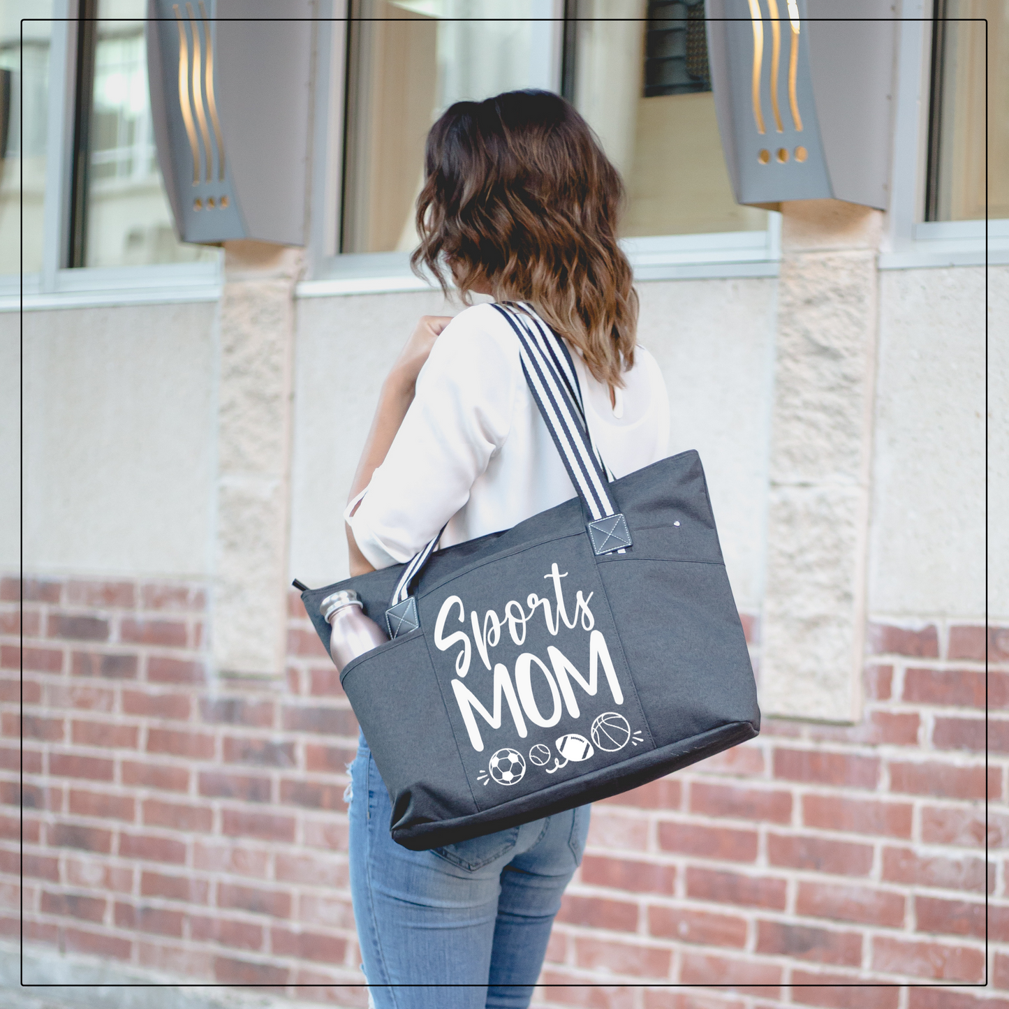 Sports Mom Tessa Black Tote Bag for Moms