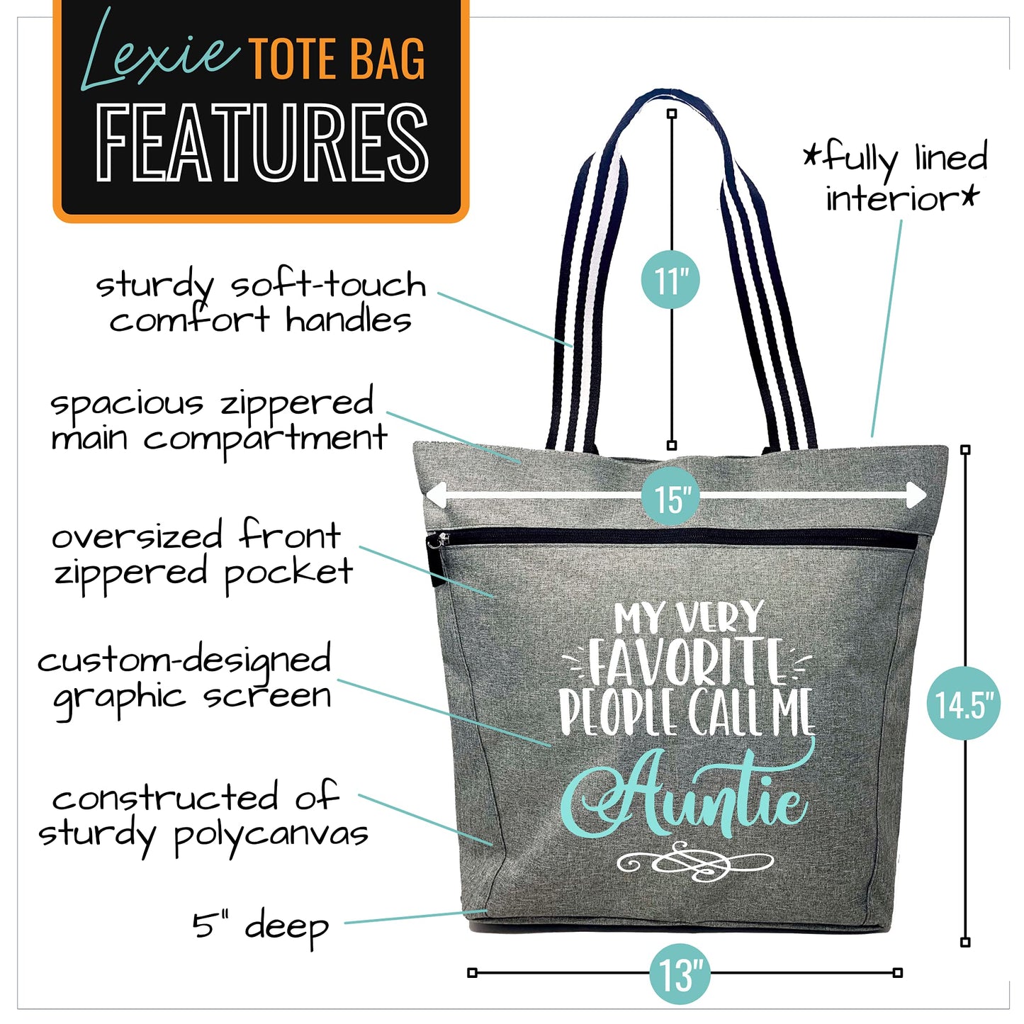 My Favorite People Call Me Auntie Lexie Gray Tote Bag for Aunts