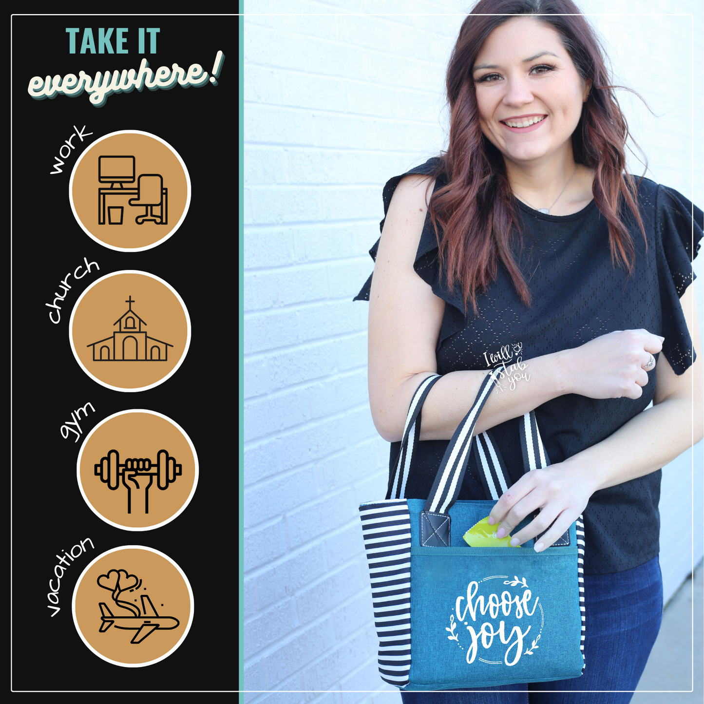 Choose Joy Kaylee Teal Tote Bag