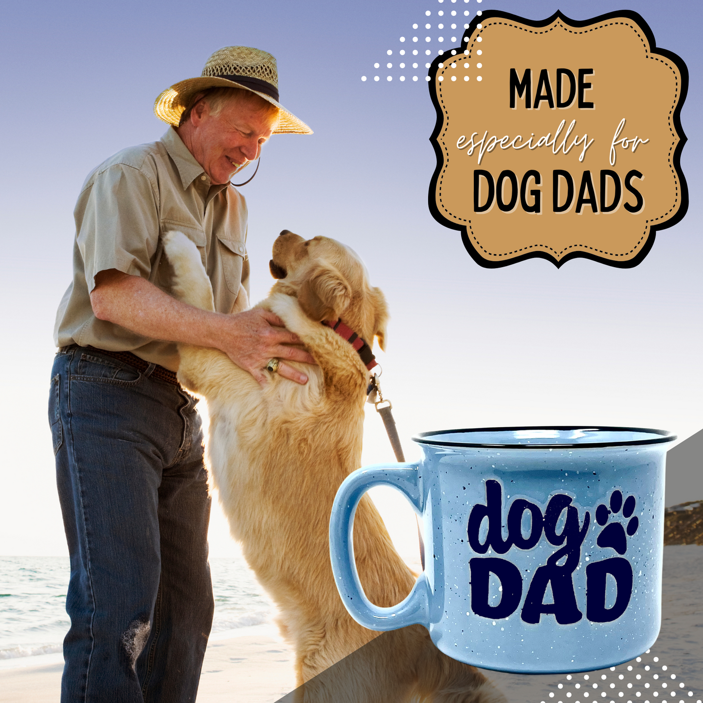 Dog Dad 15 oz Light Blue Ceramic Mug for Dog Lovers