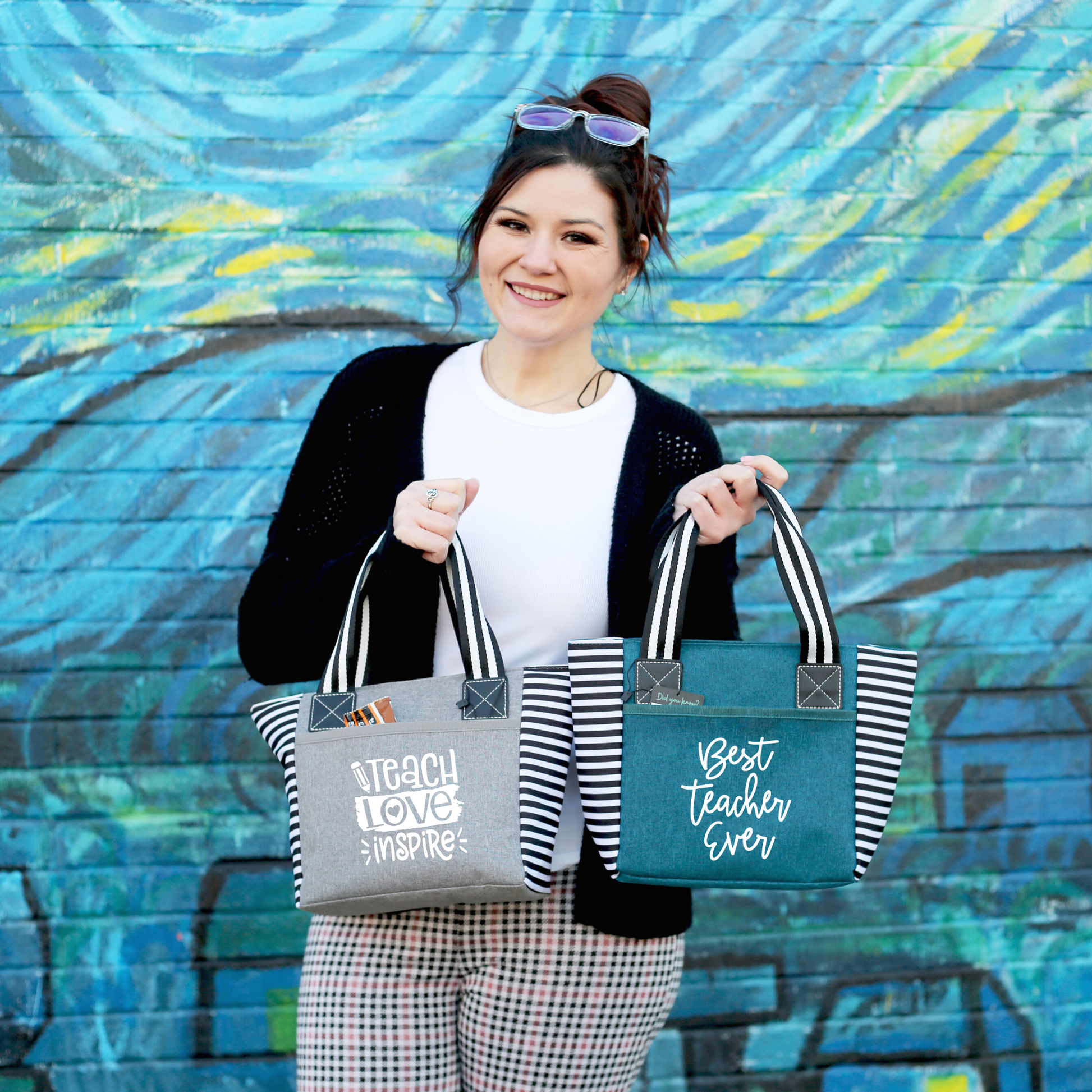 Best Teacher Kaylee Teal Tote Bag for Teachers Brooke Jess