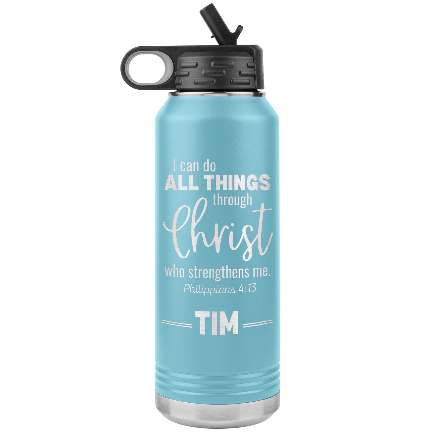 Through Christ Water Bottle - Tim