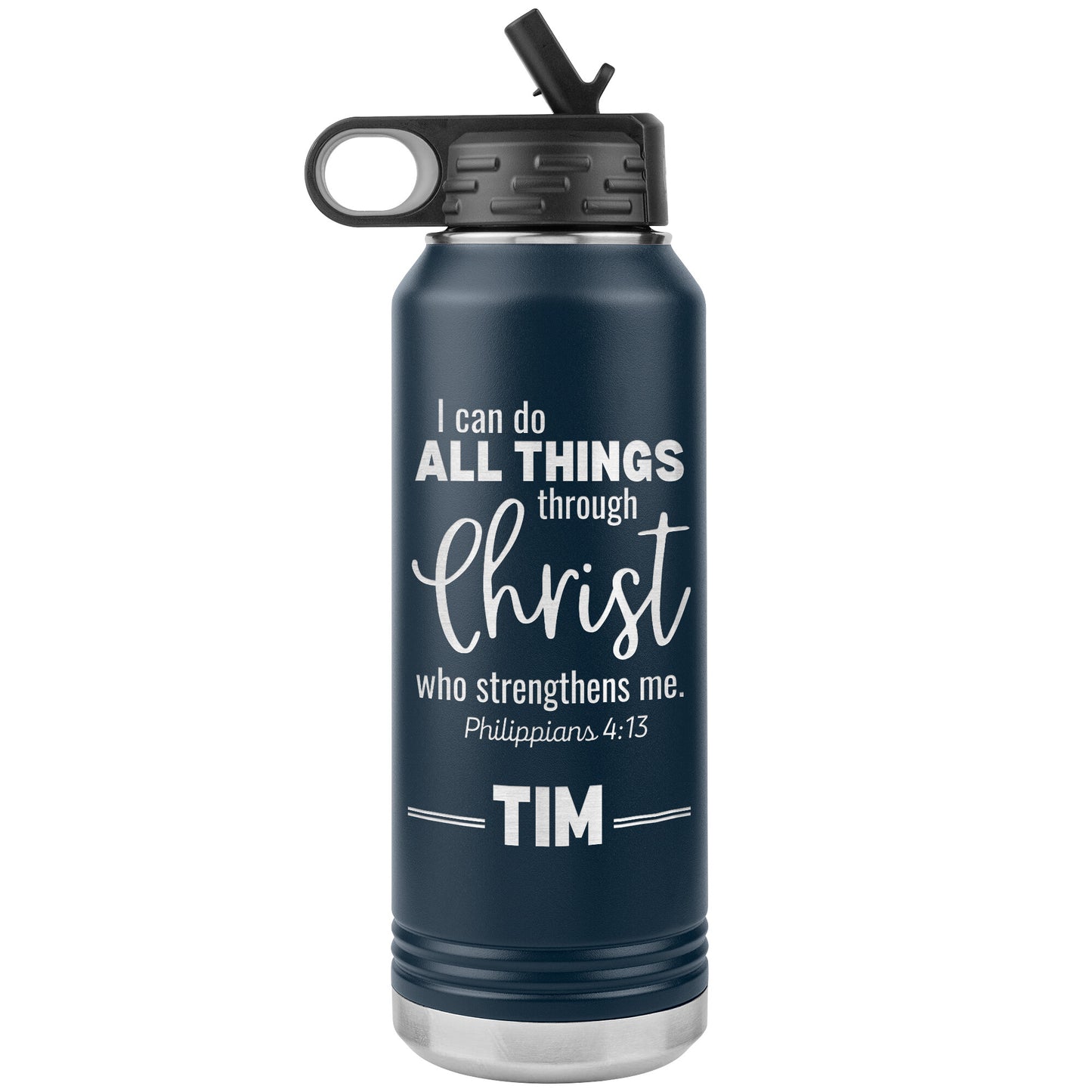 Through Christ Water Bottle - Tim