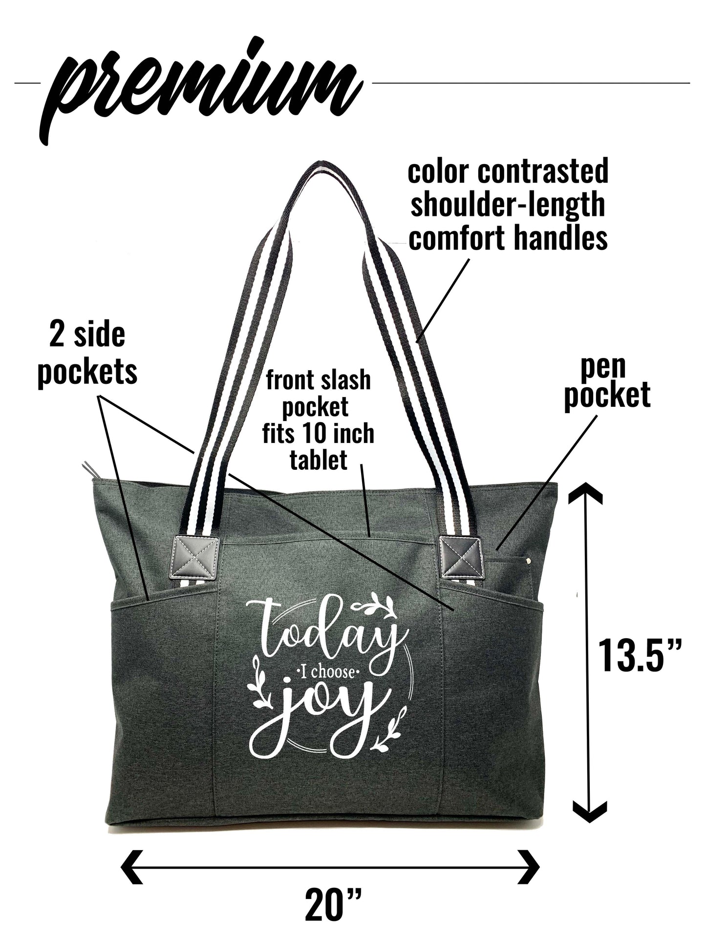 Today I Choose Joy Black Tessa Tote Bag