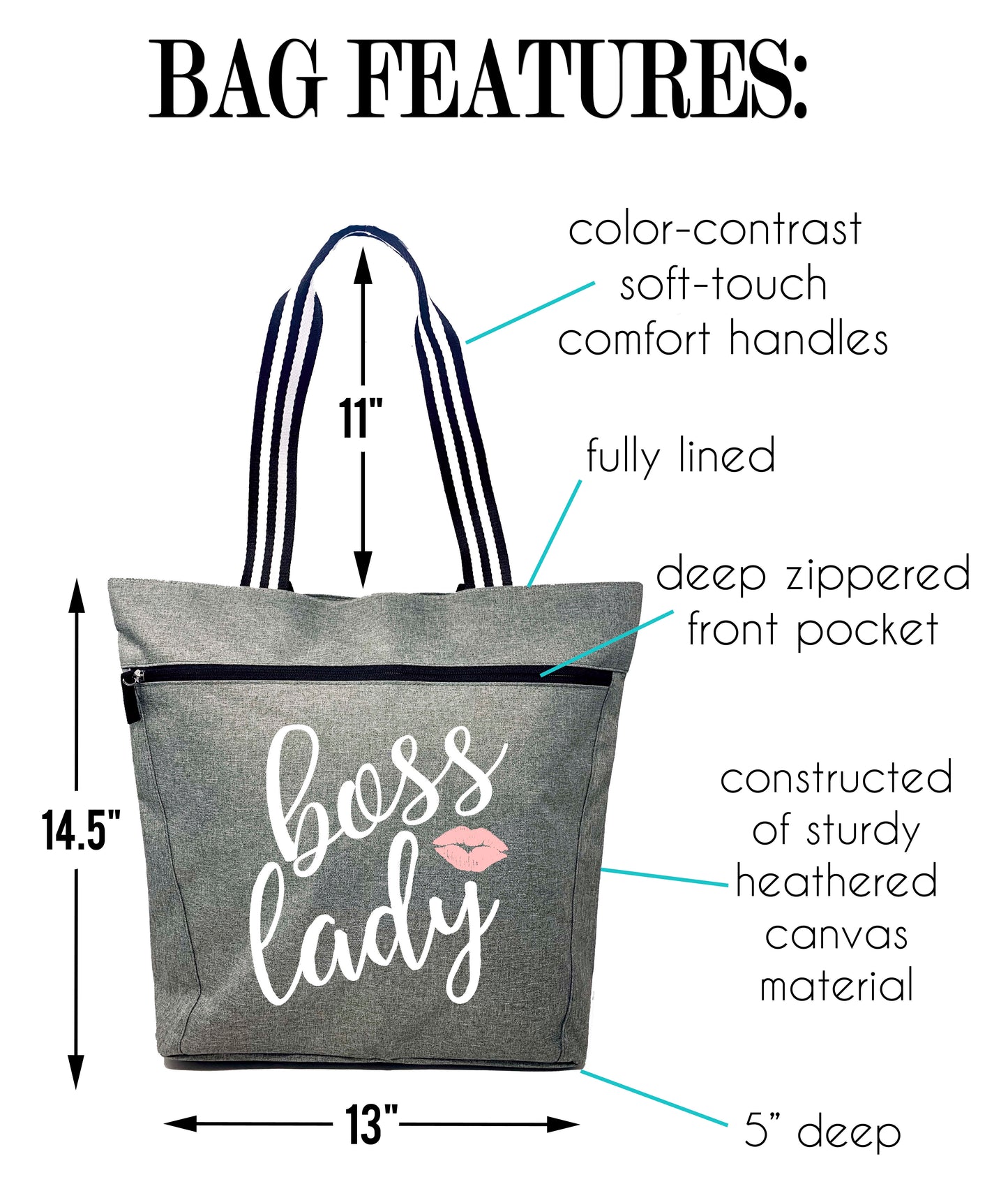 Boss Lady Lexie Gray Tote Bag for Bosses