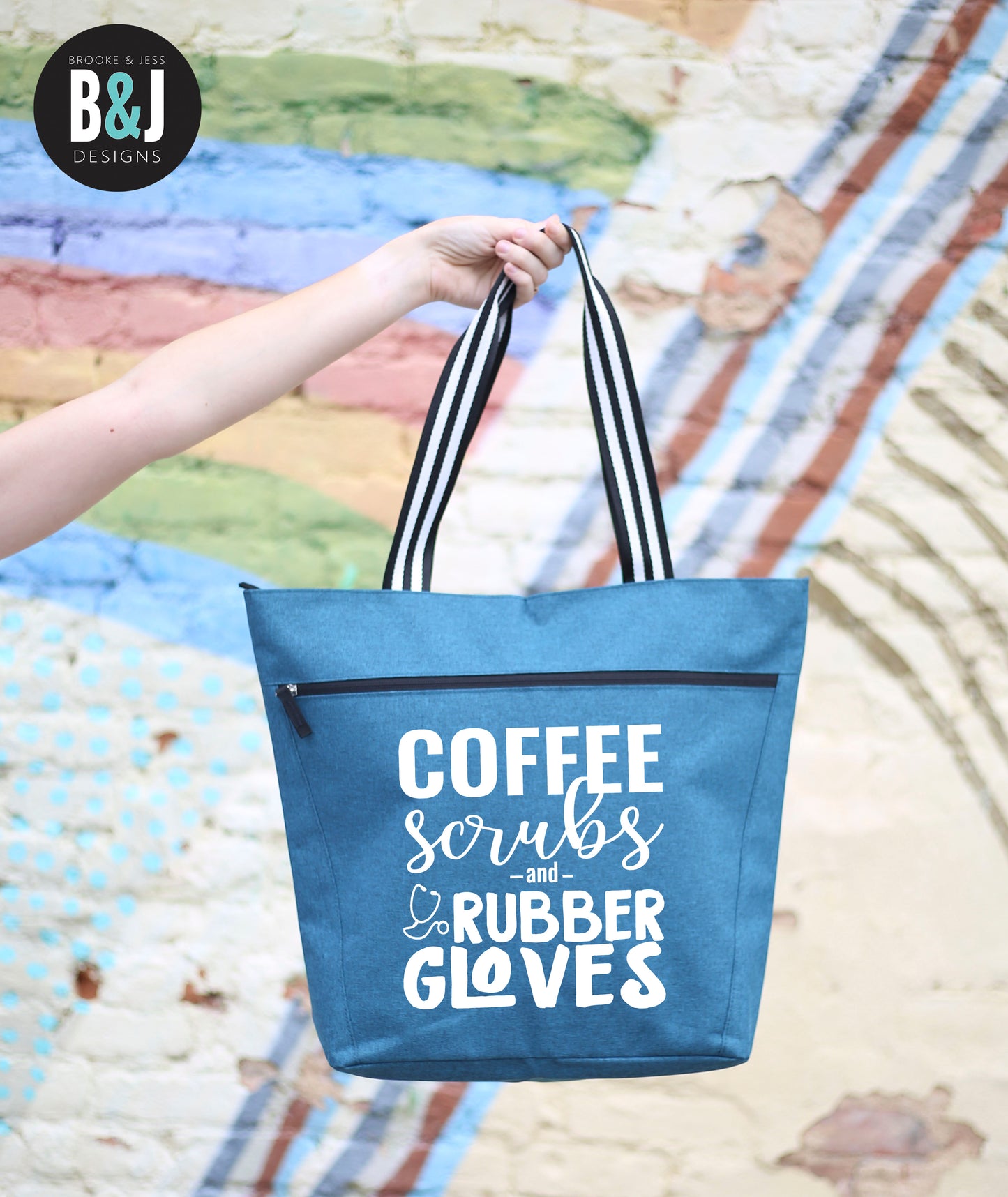 Coffee Scrubs And Rubber Gloves Lexie Teal Tote Bag for Medical Workers