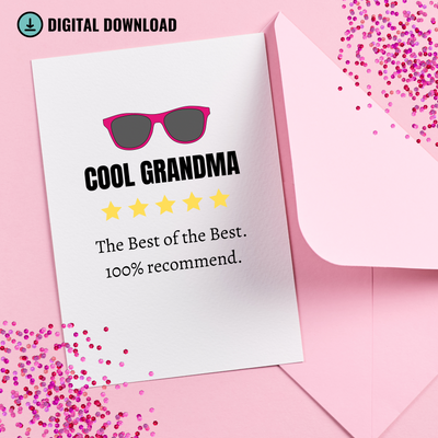 Funny and Witty Grandma Review 100% Recommend Digital Download Printable 5 x 7 " BONUS Card for Granny Birthday Just Because, Celebrations