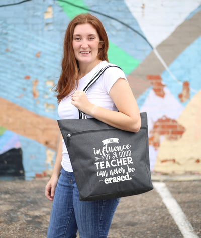 Influence of a Teacher Can Never Be Erased Lexie Black Tote Bag for Teachers