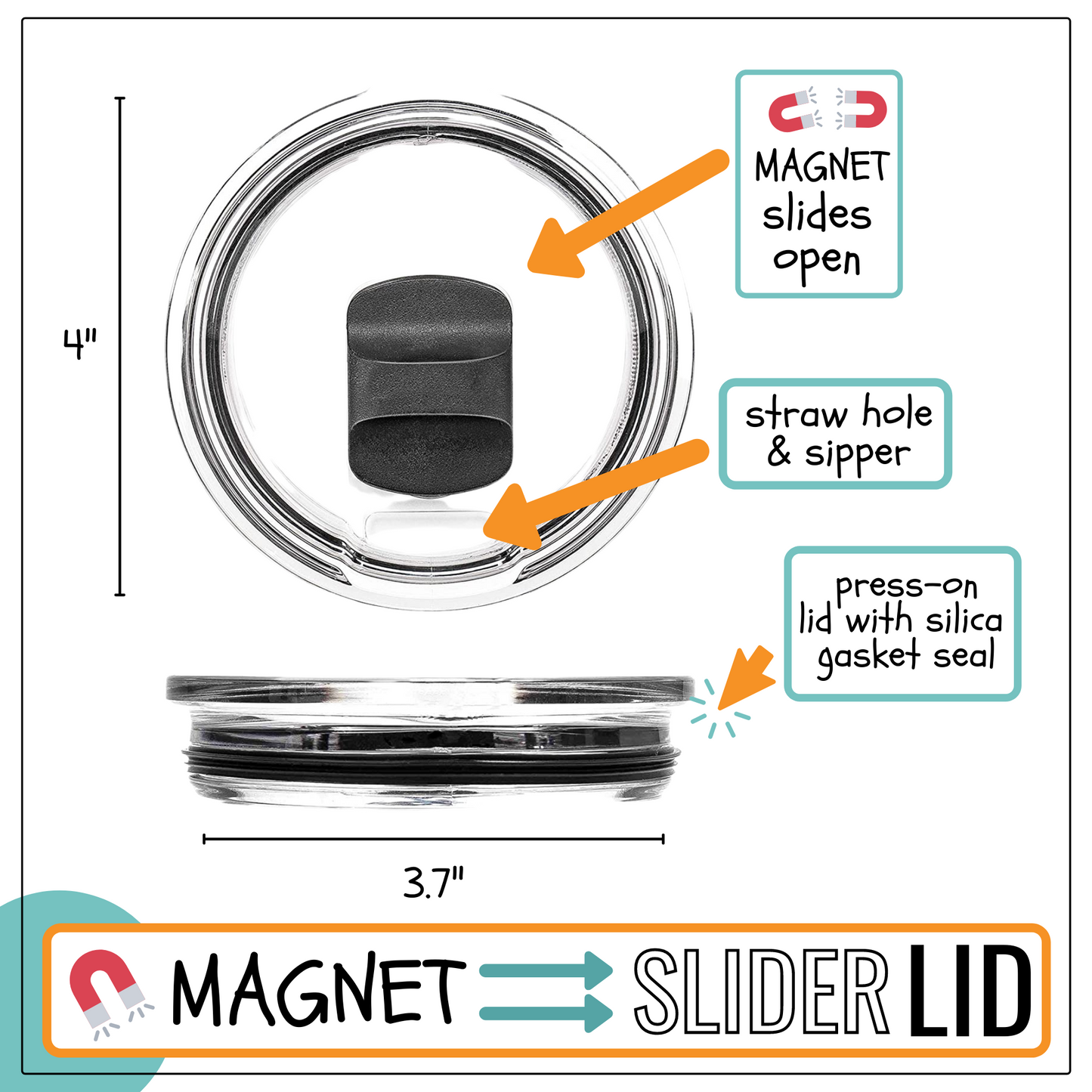 30 oz Magnet Slider Lid Replacemet