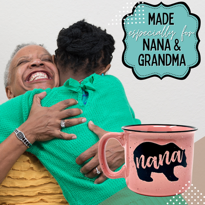 Nana Bear 15 oz Coral Ceramic Mug for Grandmas