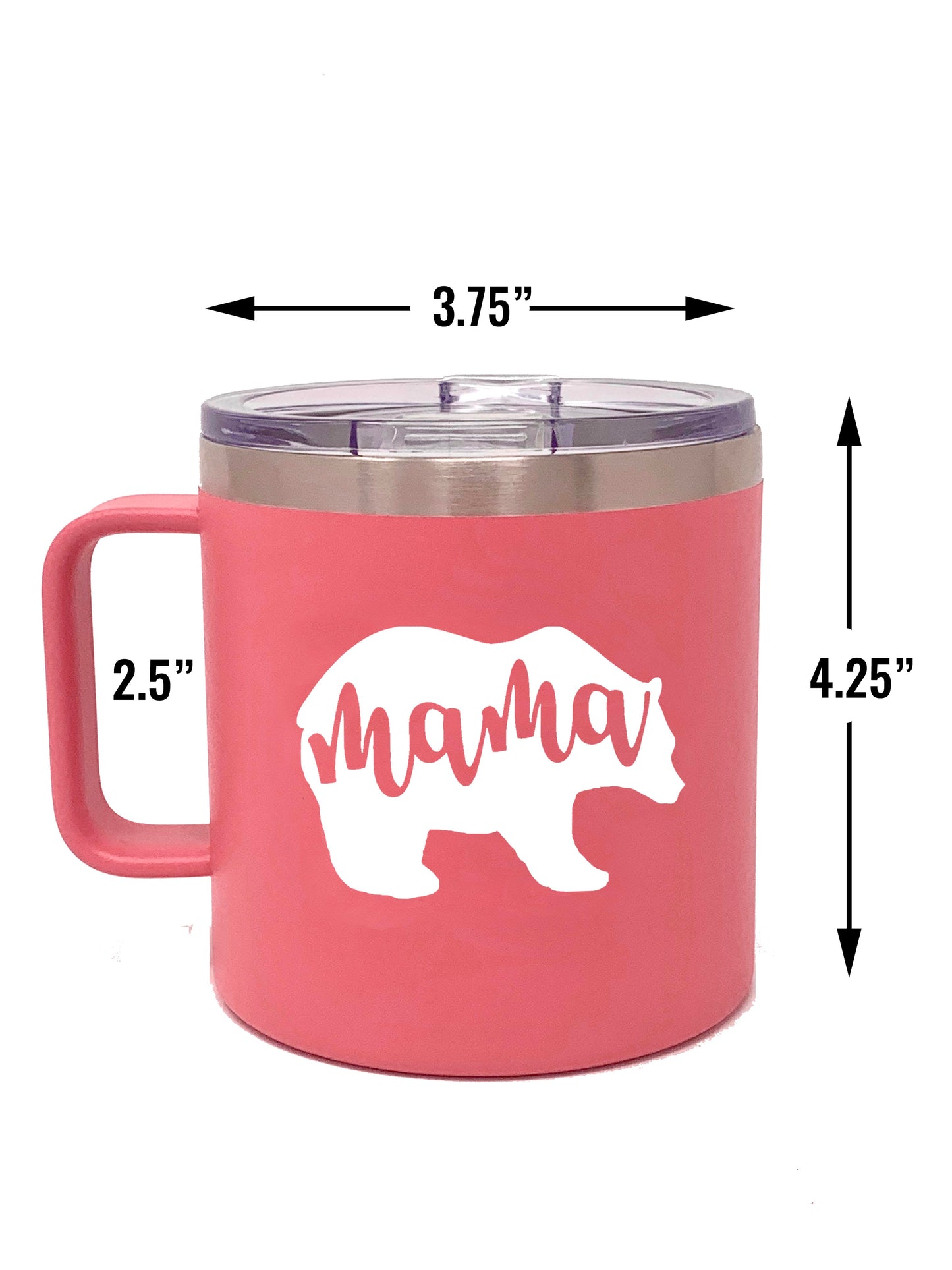 Mama Bear 15 oz Coral Camper Tumbler for Moms