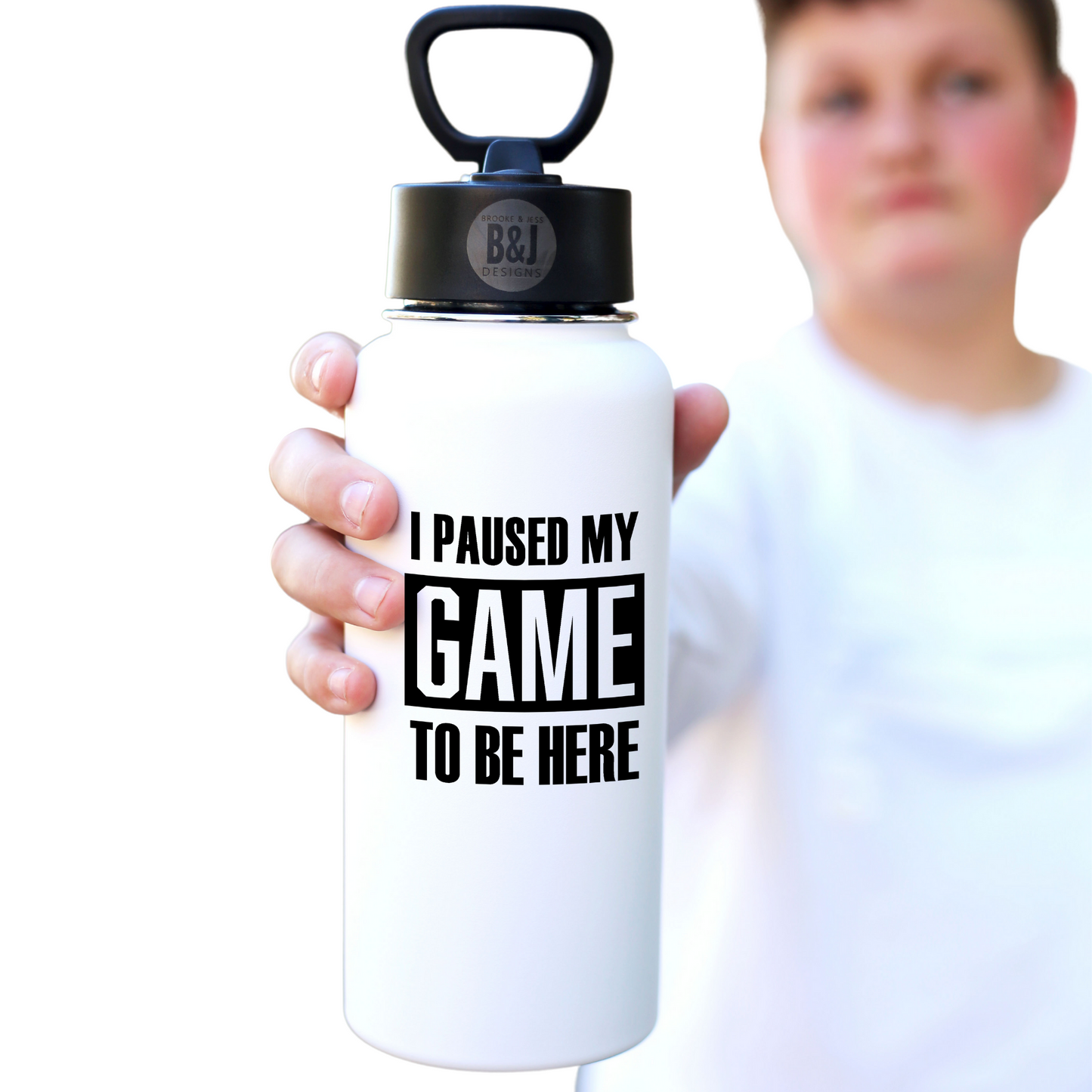 Paused My Game White 32 oz Water Bottle