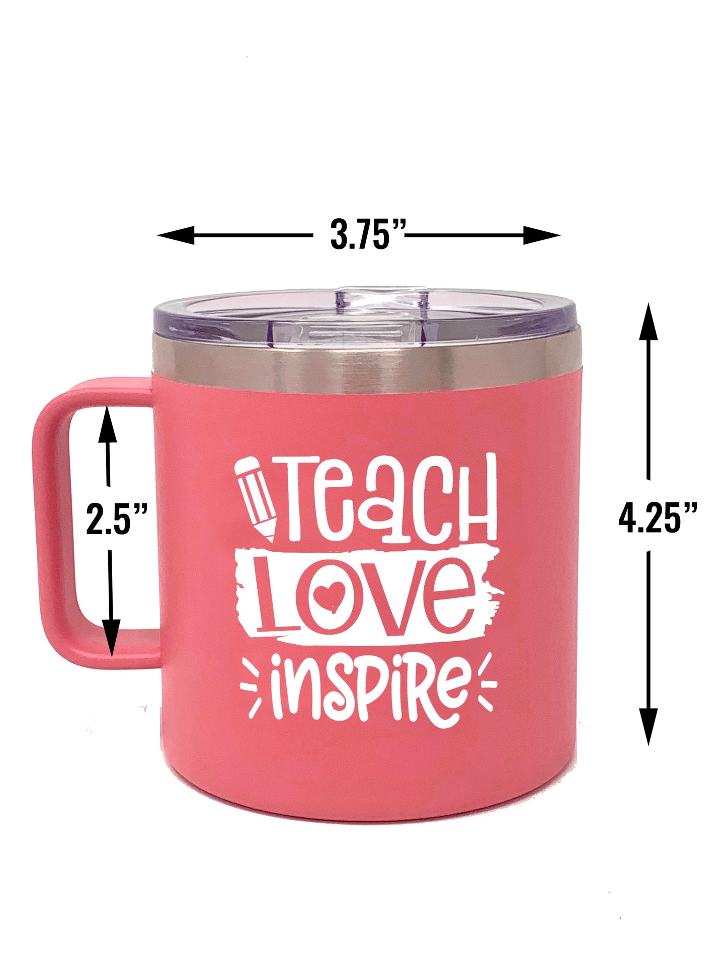 Teach Love 14 oz Coral Camper Tumbler for Teachers