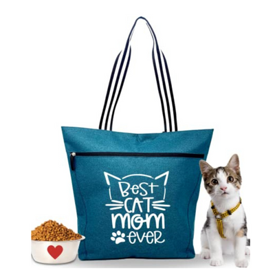 Best Cat Mom Ever Teal Lexie Tote Bag