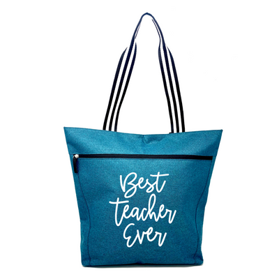 Best Teacher Ever Lexie Teal Tote Bag for Teachers