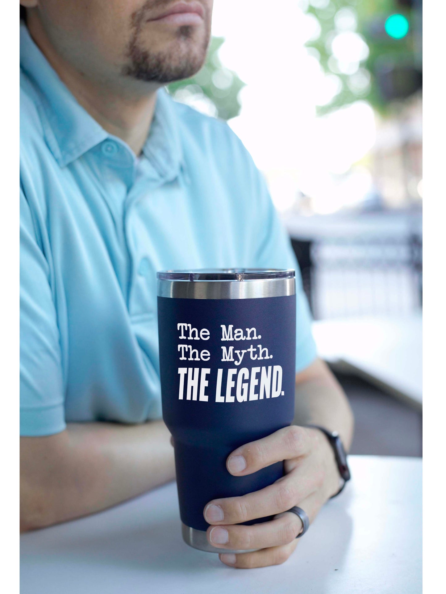 The Man. The Myth. The LEGEND. 30 oz Navy Vacuum Tumbler