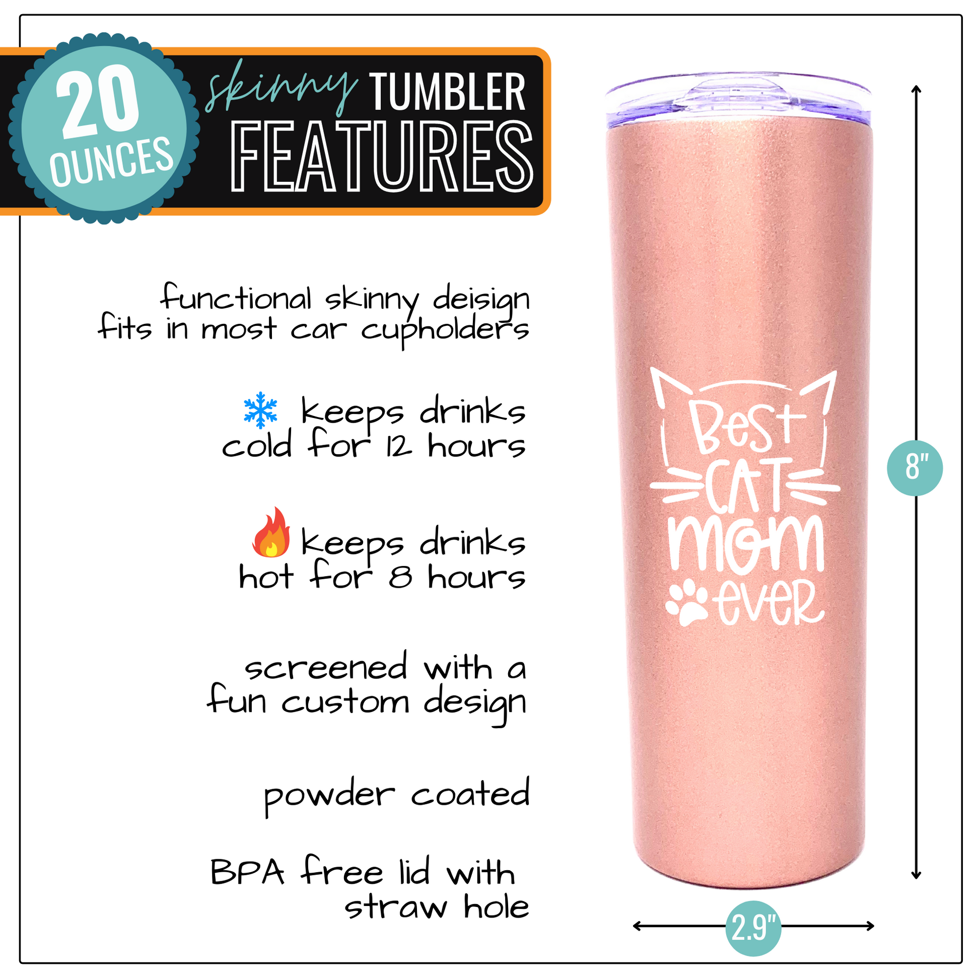 Best Cat Mom Ever 32 oz Rose Gold Water Bottle Tumbler for Cat Lovers –  Brooke & Jess Designs - 2 Sisters Helping You Celebrate Your Favorite People