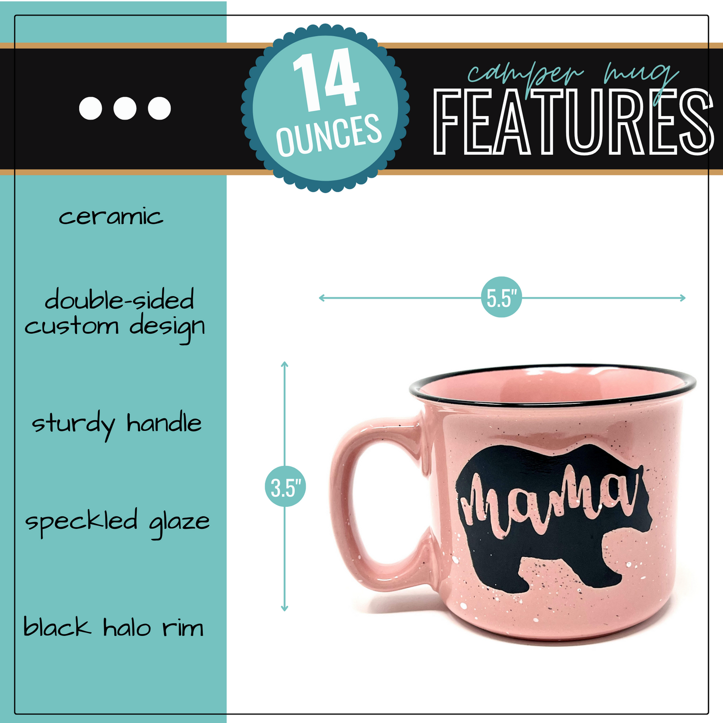 Mama Bear Coral 14oz Ceramic Mug